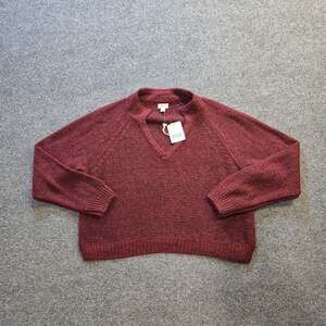 ANA Sweater Womens Size XL Red Brown V Neck Long Sleeve Boxy Classic Casual
